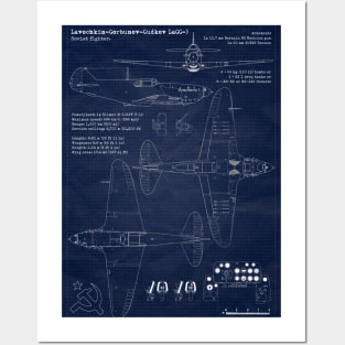 URSS Fighter LaGG3 Blueprint Posters and Art
